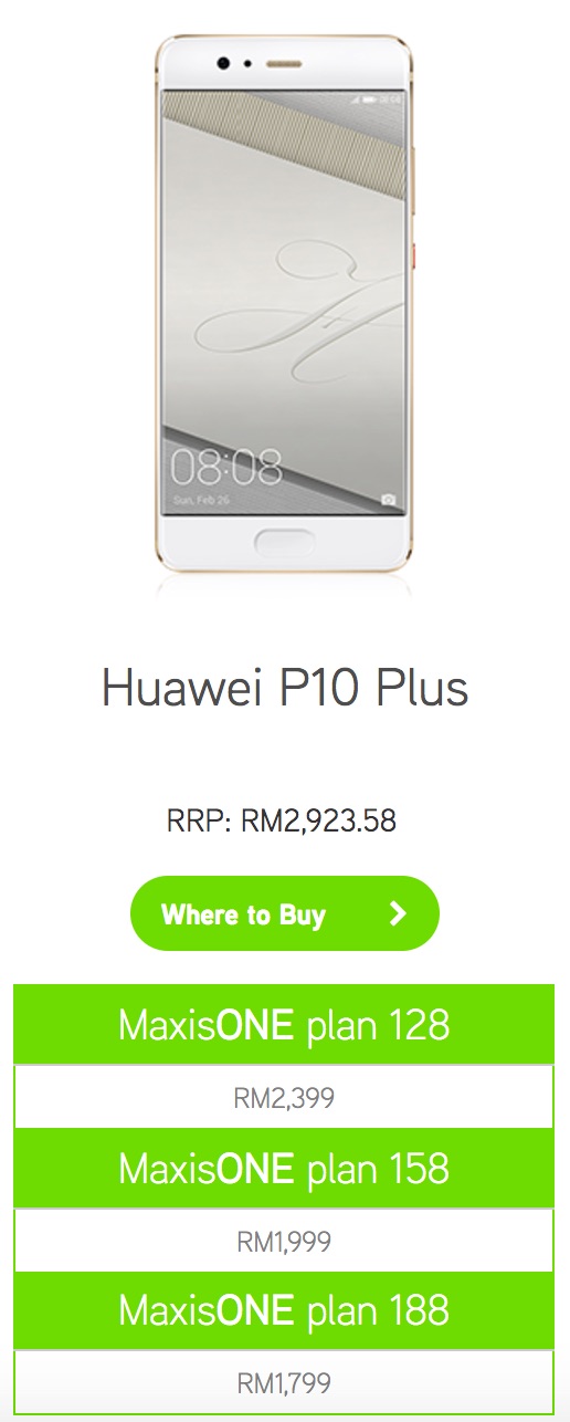 Maxis Huawei P10 Plus Contract Price