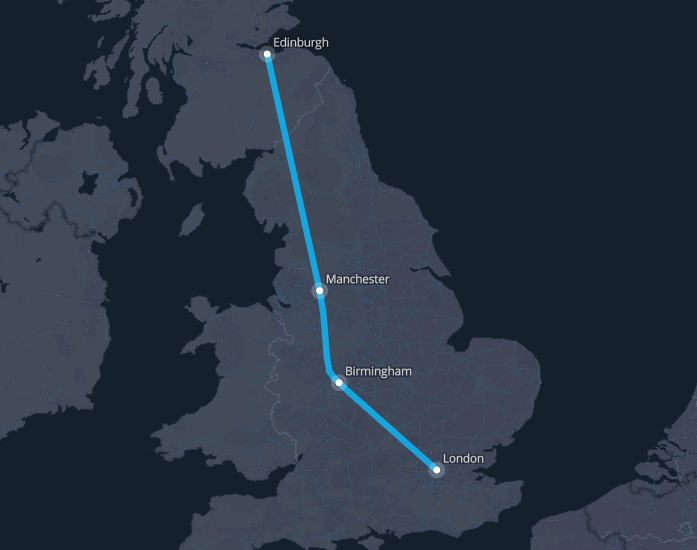 Hyperloop One London Edinburgh Route