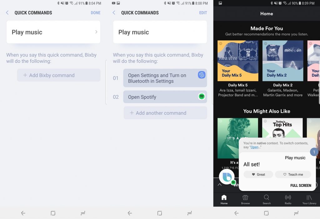 note 8 bixby quick commands