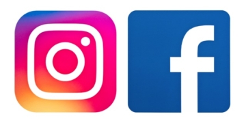 Instagram and Facebook logos notification