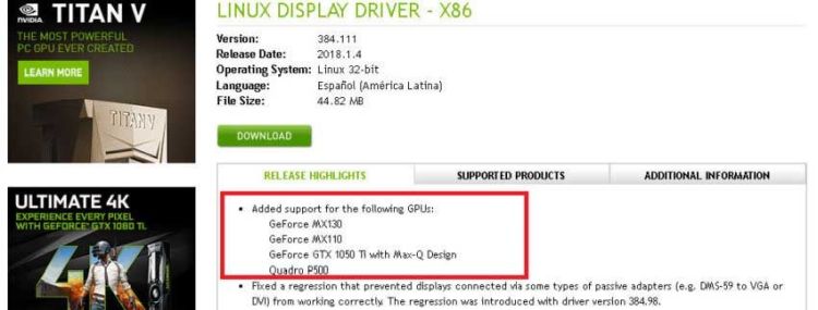 NVIDIA GeForce GTX 1050 Max Q linux Drivers