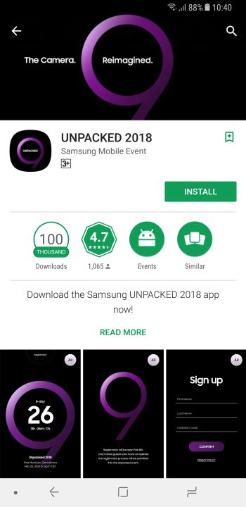 Samsung unpacked 2018 app
