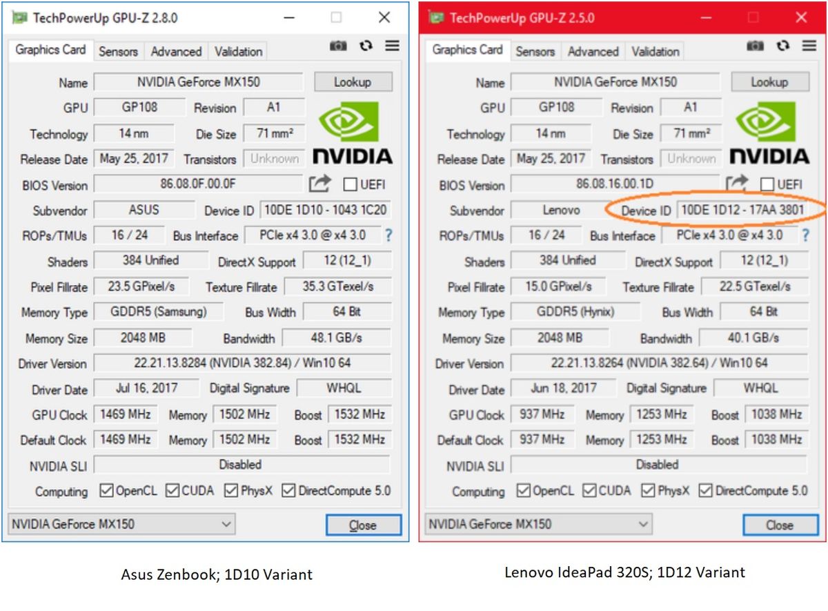 nvidia geforce mx150 second variant less powerful
