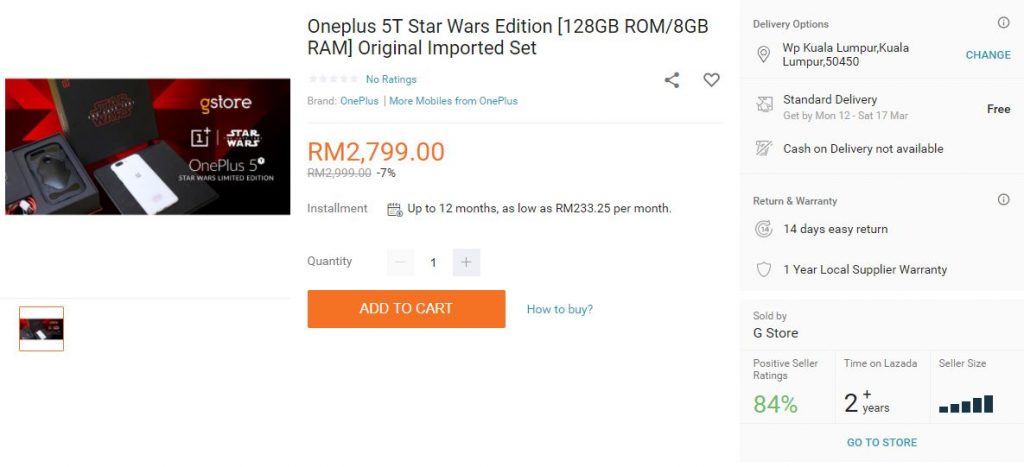 oneplus 5t star wars edition g store
