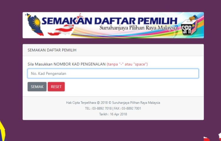 Semakan Daftar Pemilih PRU14
