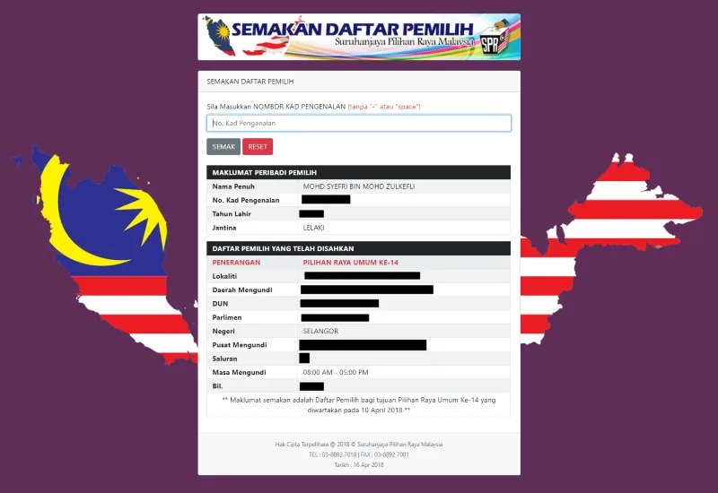 Semakan Daftar Pemilih PRU14