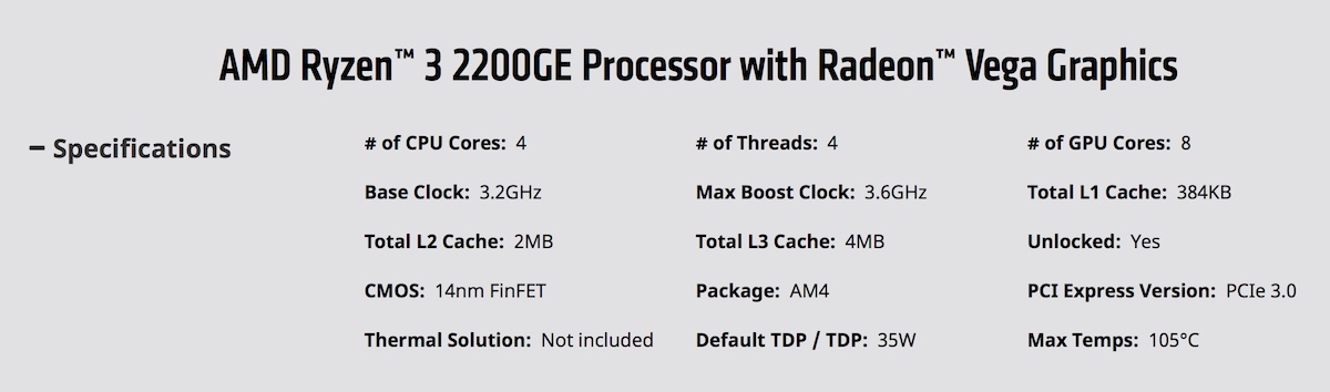 AMD Ryzen 3 2200GE 1