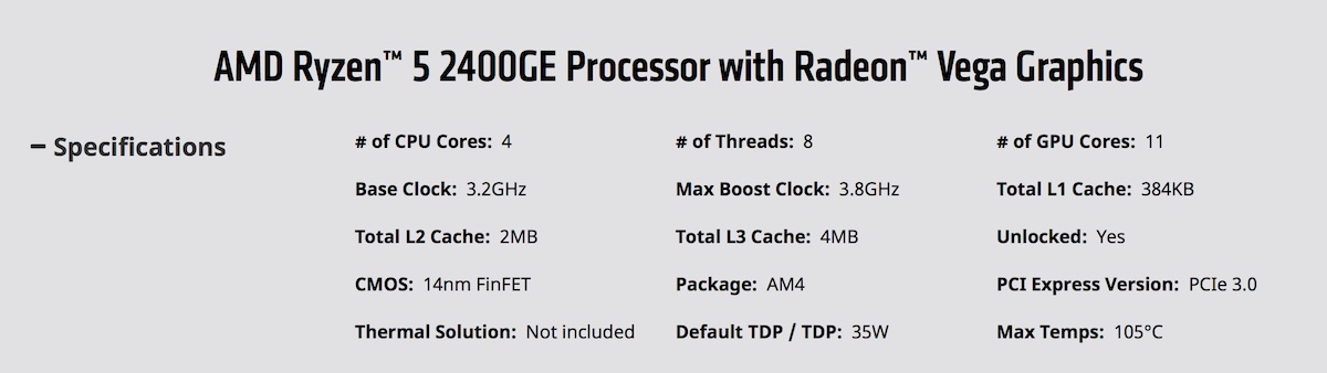AMD Ryzen 5 2400GE 1