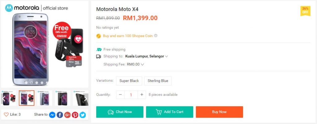 moto x4 shopee deal