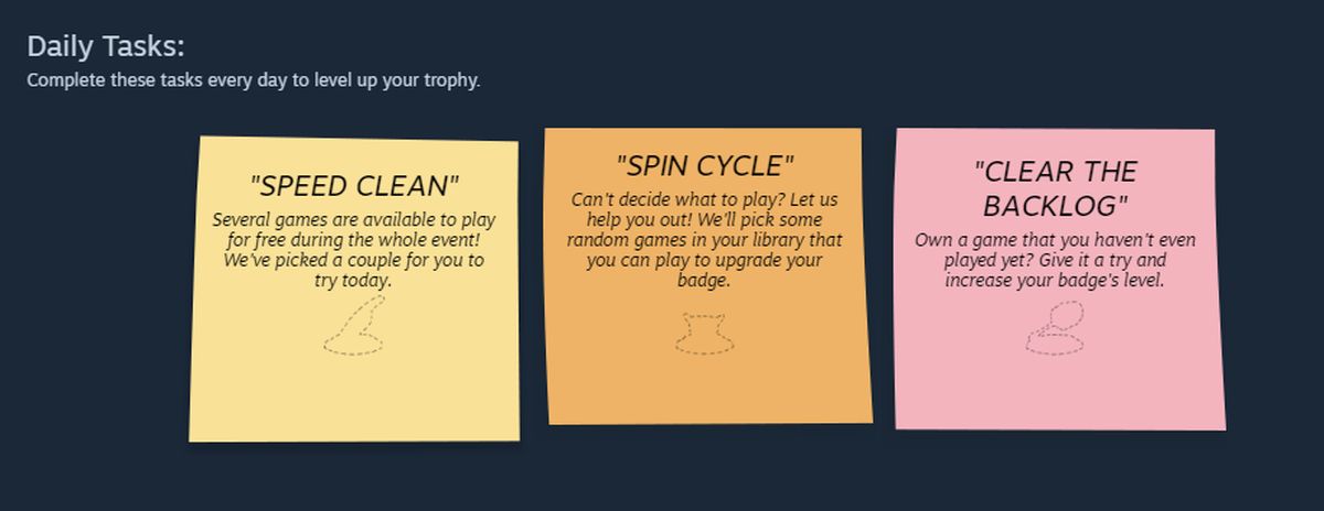 Steam spring cleaning event tasks daily