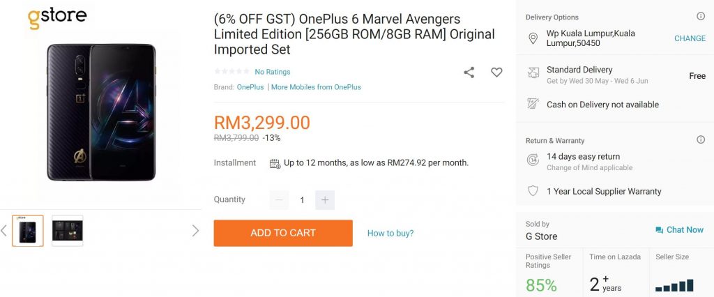 oneplus 6 avengers g store