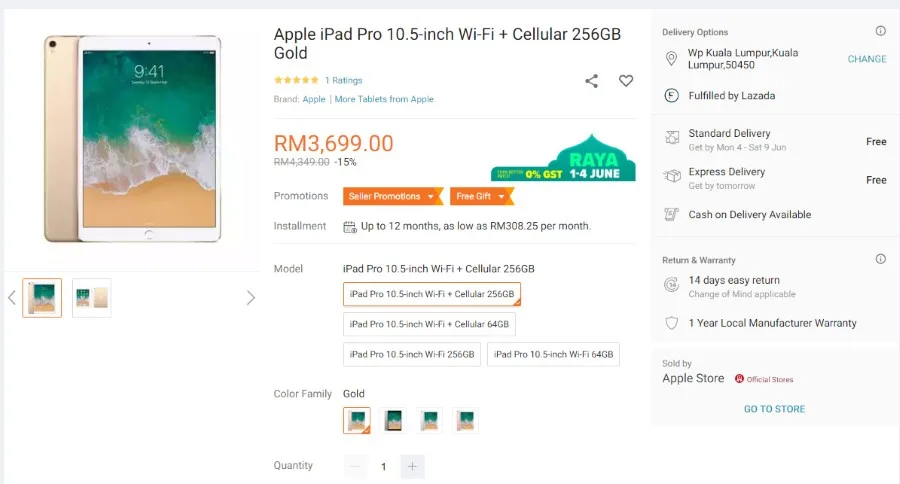 Apple iPad Pro Lazada Promo 1 June 2018
