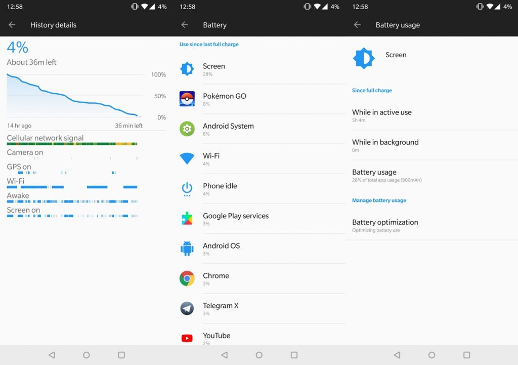 oneplus 6 battery stats