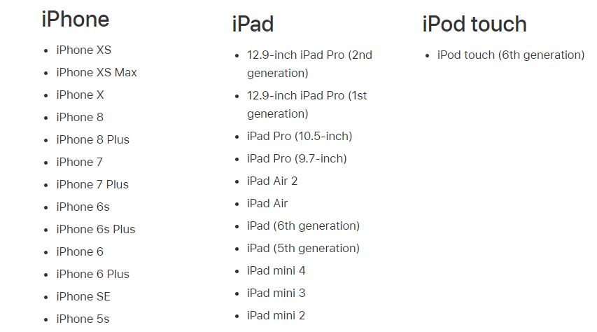 iOS compatible devices