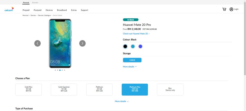 Celcom FIRST plans postpaid huawei mate 20 series celcom page
