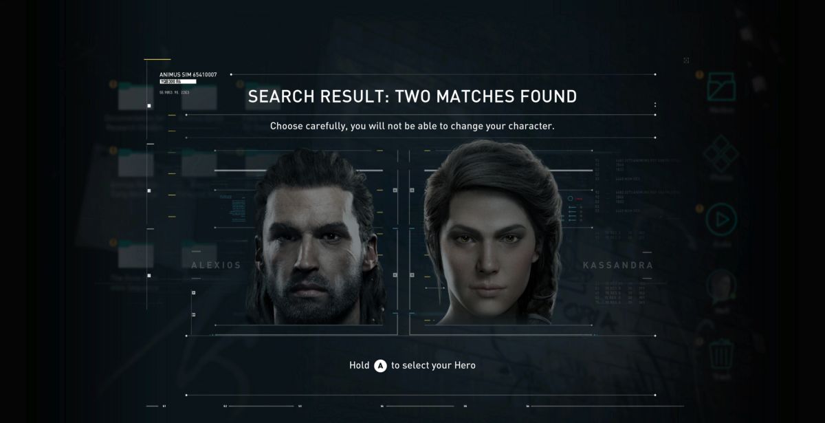 AC Odyssey Character selection