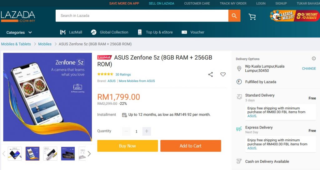 ASUS ZenFone 5z deal Lazada
