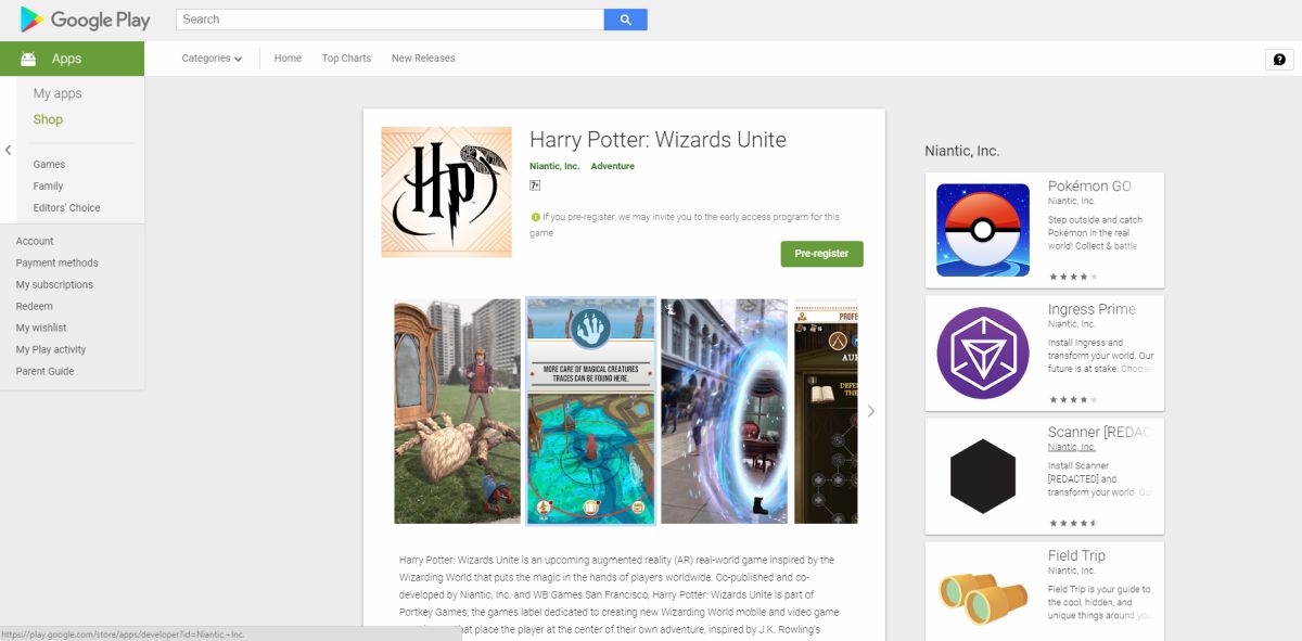 Harry Potter Google Play
