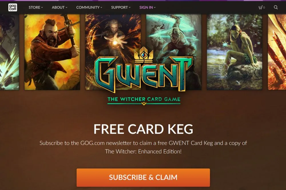 GOG free Witcher Gwent keg