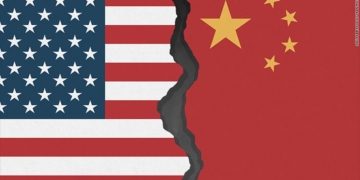 US China flags