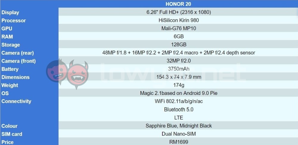HONOR 20 review specs