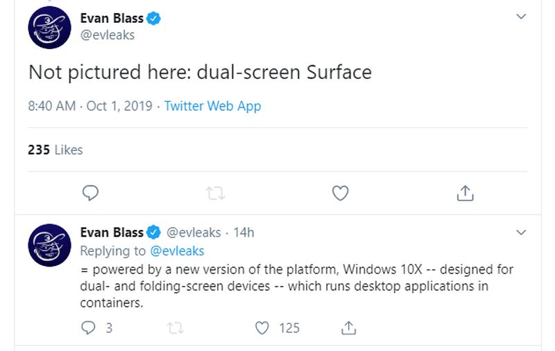 Evan blass microsoft dual screen surface centaurus windows