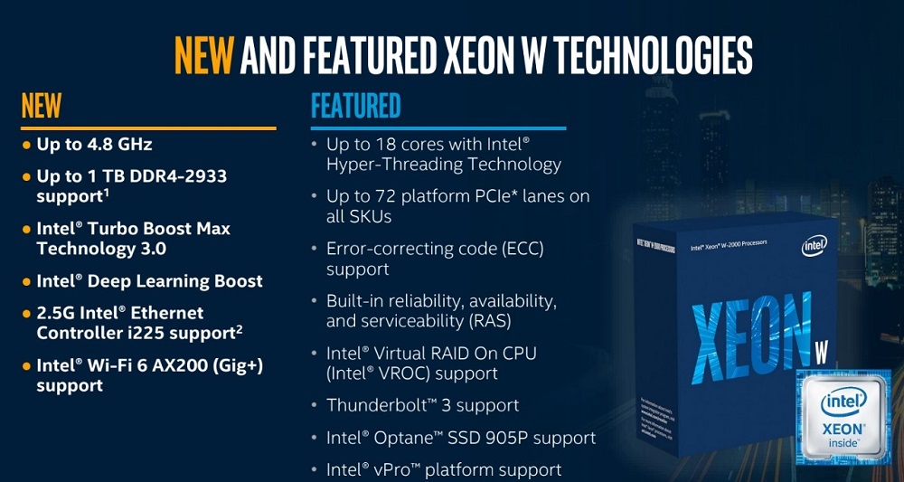Intel Xeon W 2200 features