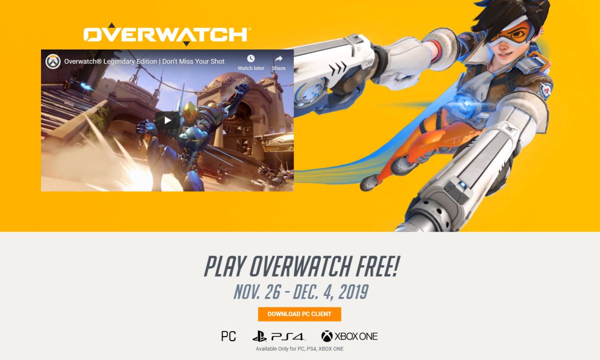 Overwatch Free to Play 4 December