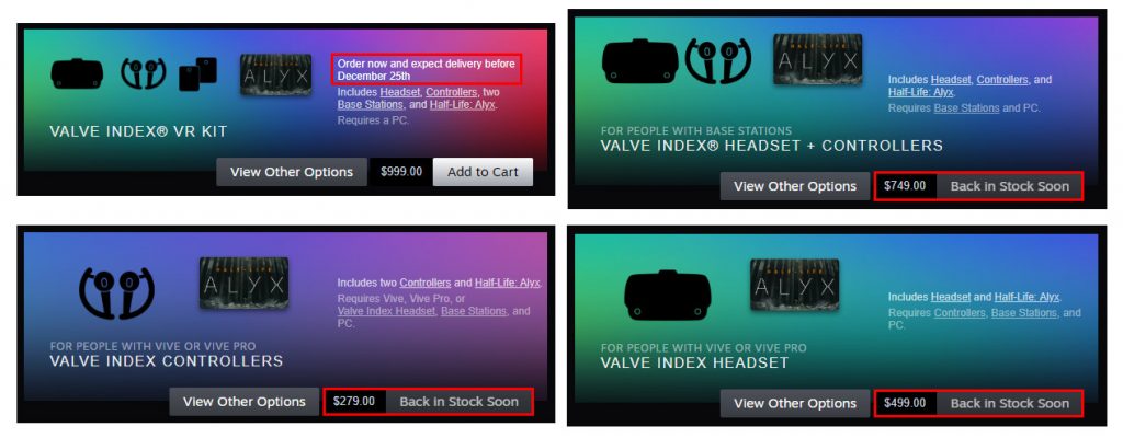 Valve Index Stock US