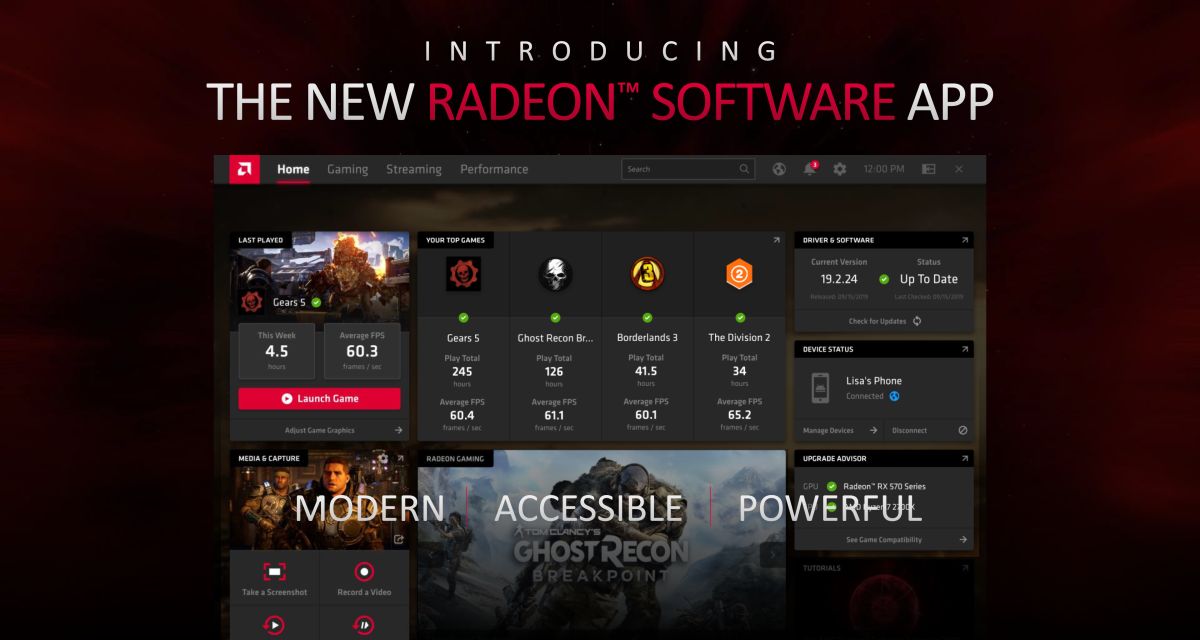 AMD Radeon Adrenalin Software layout new