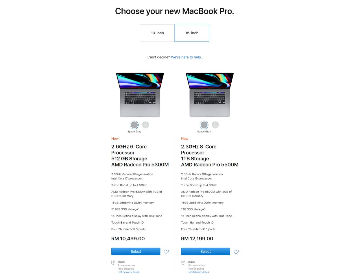 Apple MacBook Pro 16 Pricing