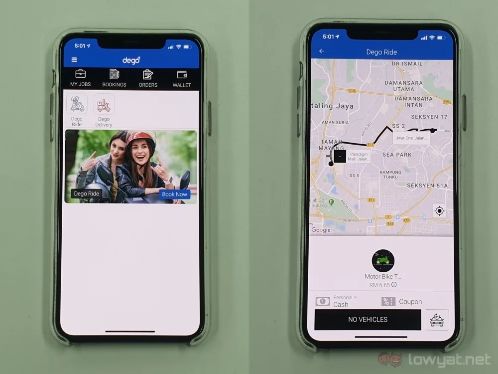 Dego app home + fare