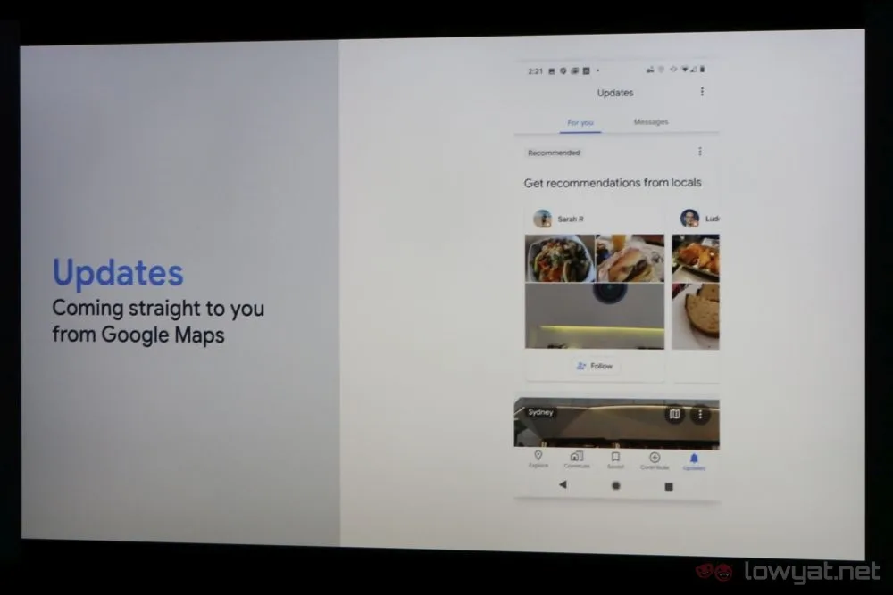 Google Maps Updates tab