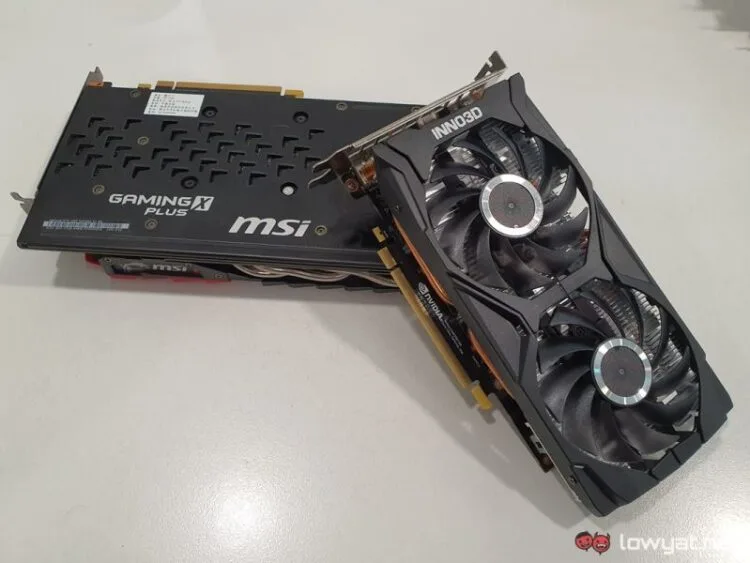 GeForce GTX 1660 Super (top) and GTX 1060 (bottom).