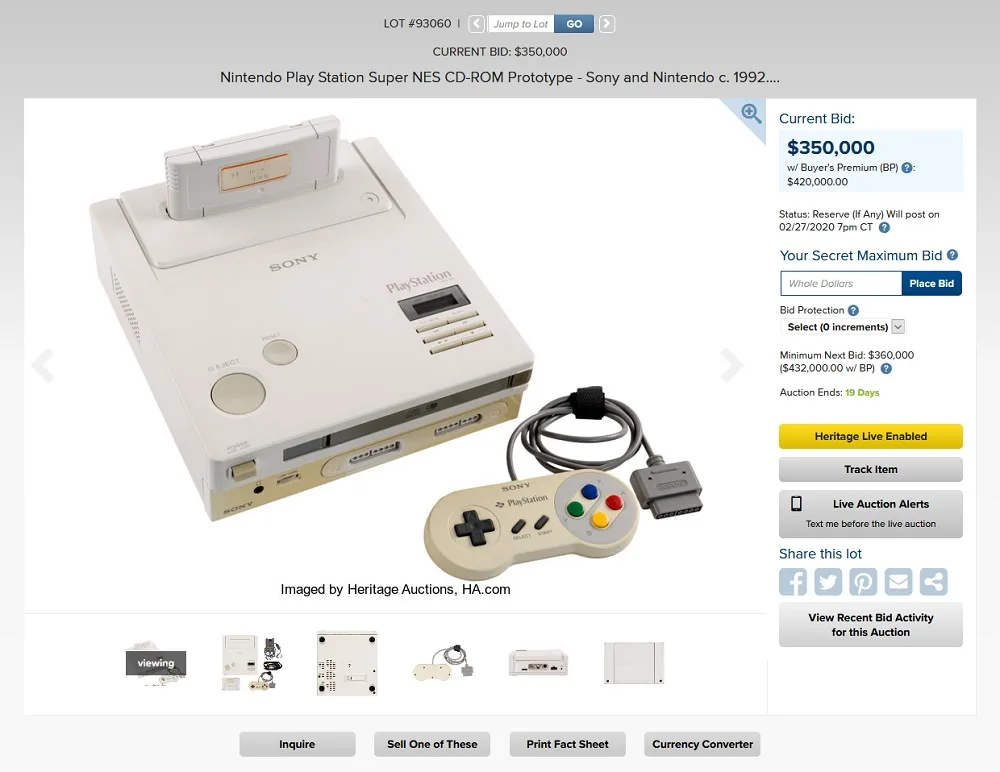 Nintendo PlayStation auction price
