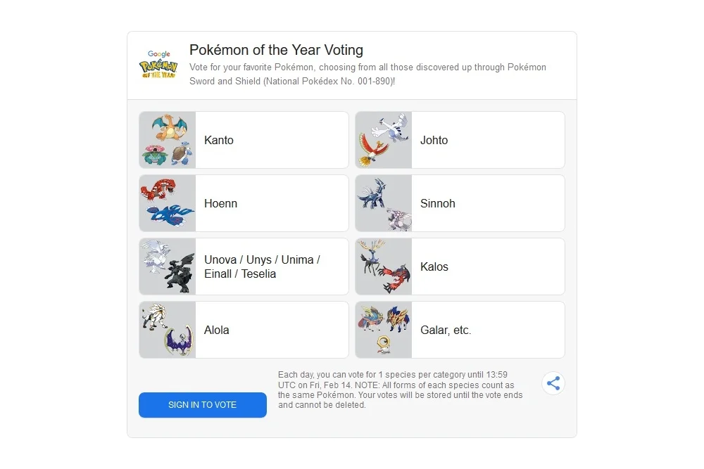 Pokemon Vote on Google