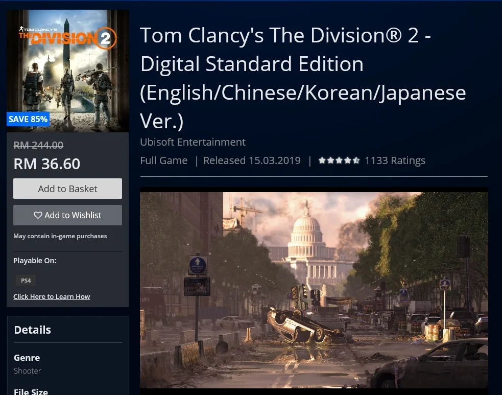 The Division 2 PSN discount