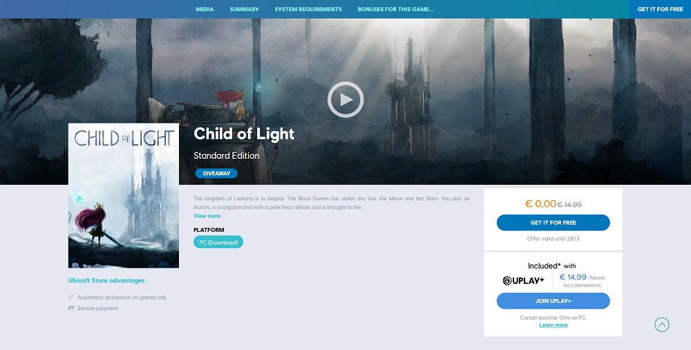 Child of Light free Uplay