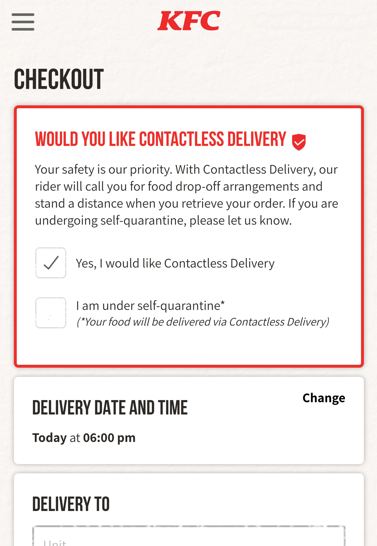 KFC Contactless Delivery 4