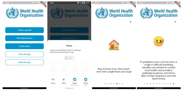 WHO MyHealth App screenshots