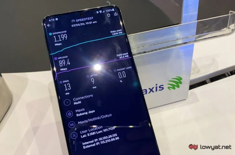 Maxis 5G speed test.