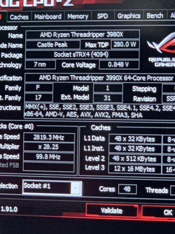 AMD Ryzen Threadripper 3rd gen 3980X alleged 800