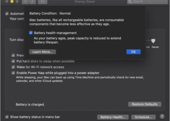 Apple MacOS battery health management