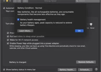Apple MacOS battery health management