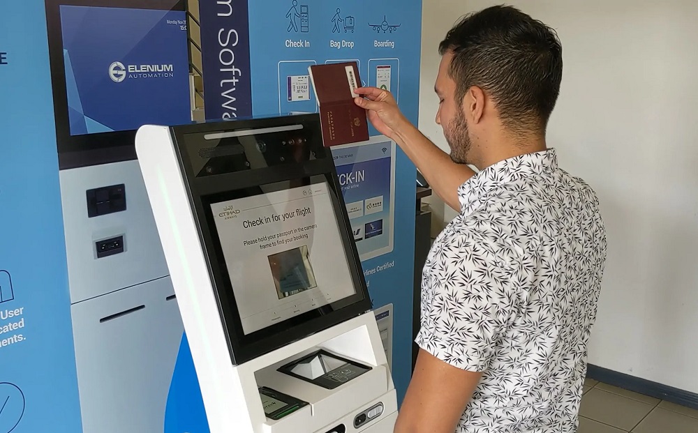 Etihad Airways Elenium demonstration of health screening kiosk