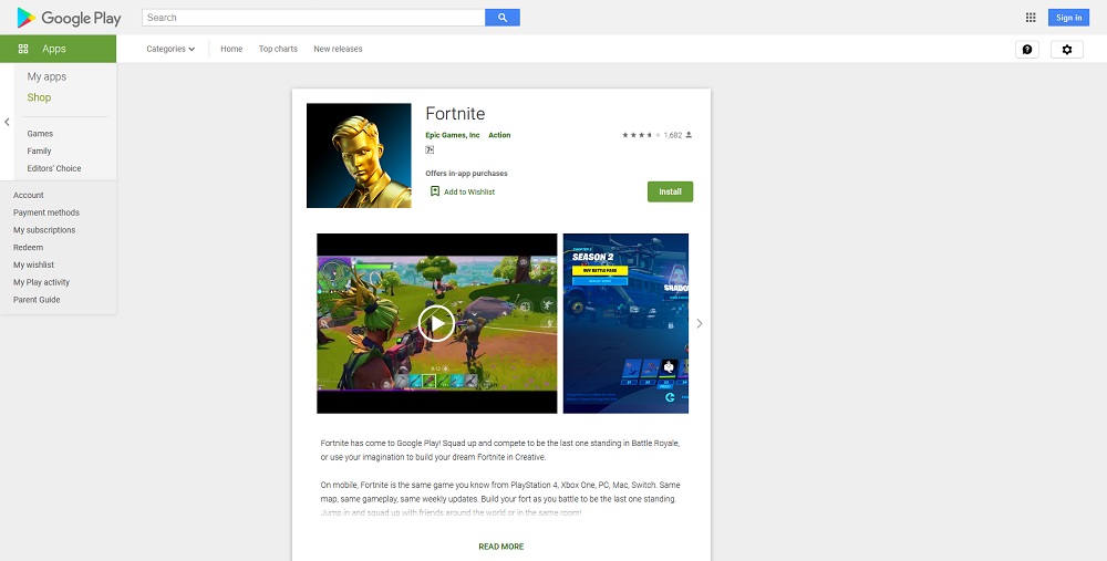 Fortnite Google Play Store