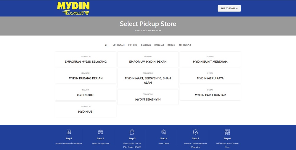 Mydin Express homepage