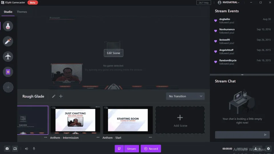 Xplit Gamecaster UI