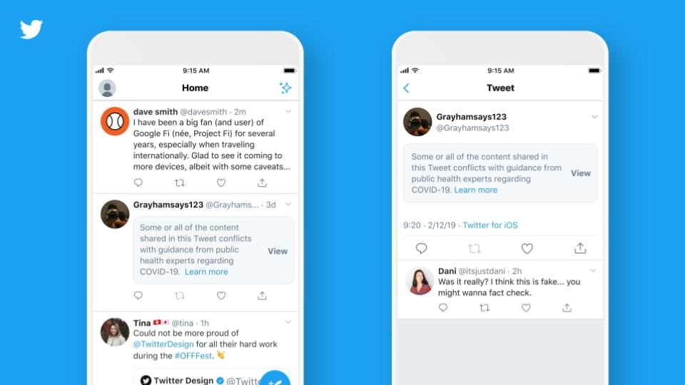 Twitter label misleading COVID-19 tweets