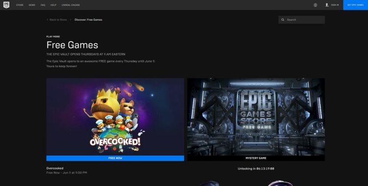 Epic Games Store free game OVercooked